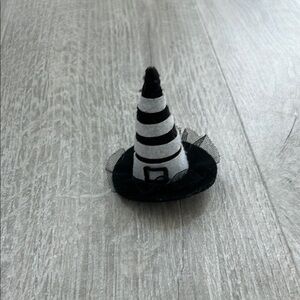 Black and White Striped Witch Hat Hair Clip